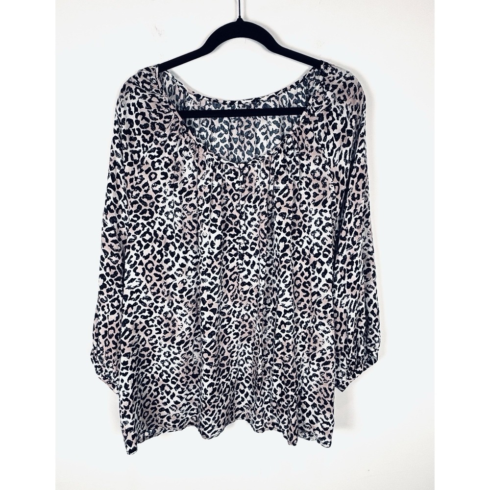 Unbranded Womens Leopard Print Blouse 3/4 Sleeve Top 2XL Multicolor Animal Print